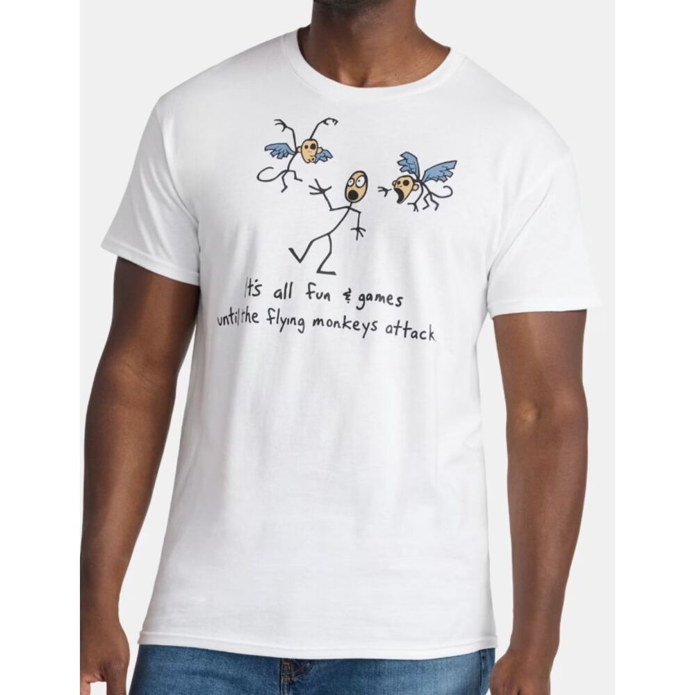 Humor Men's Flying Monkeys Attack Men's Short Sleeve Graphic Tee M